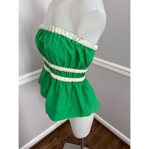 MOLLY GODDARD Green and Cream Strapless Blouse - Picture 5 of 9